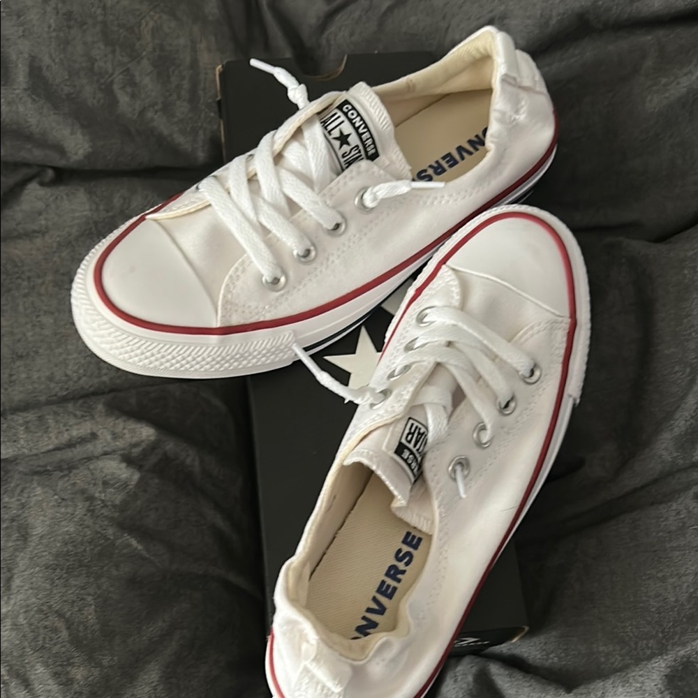 Converse Shoreline White sneakers with red accents